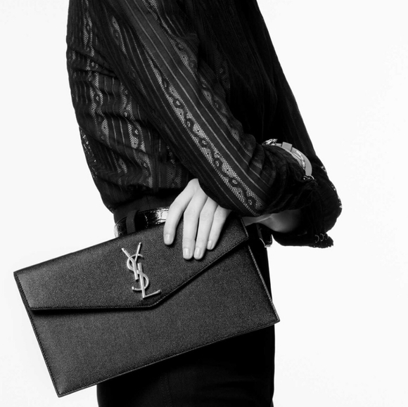 NEW!!! YSL Saint Laurent Uptown YSL Monogram Grain in Grained Pourde Nero Black - Picture 13 of 16
